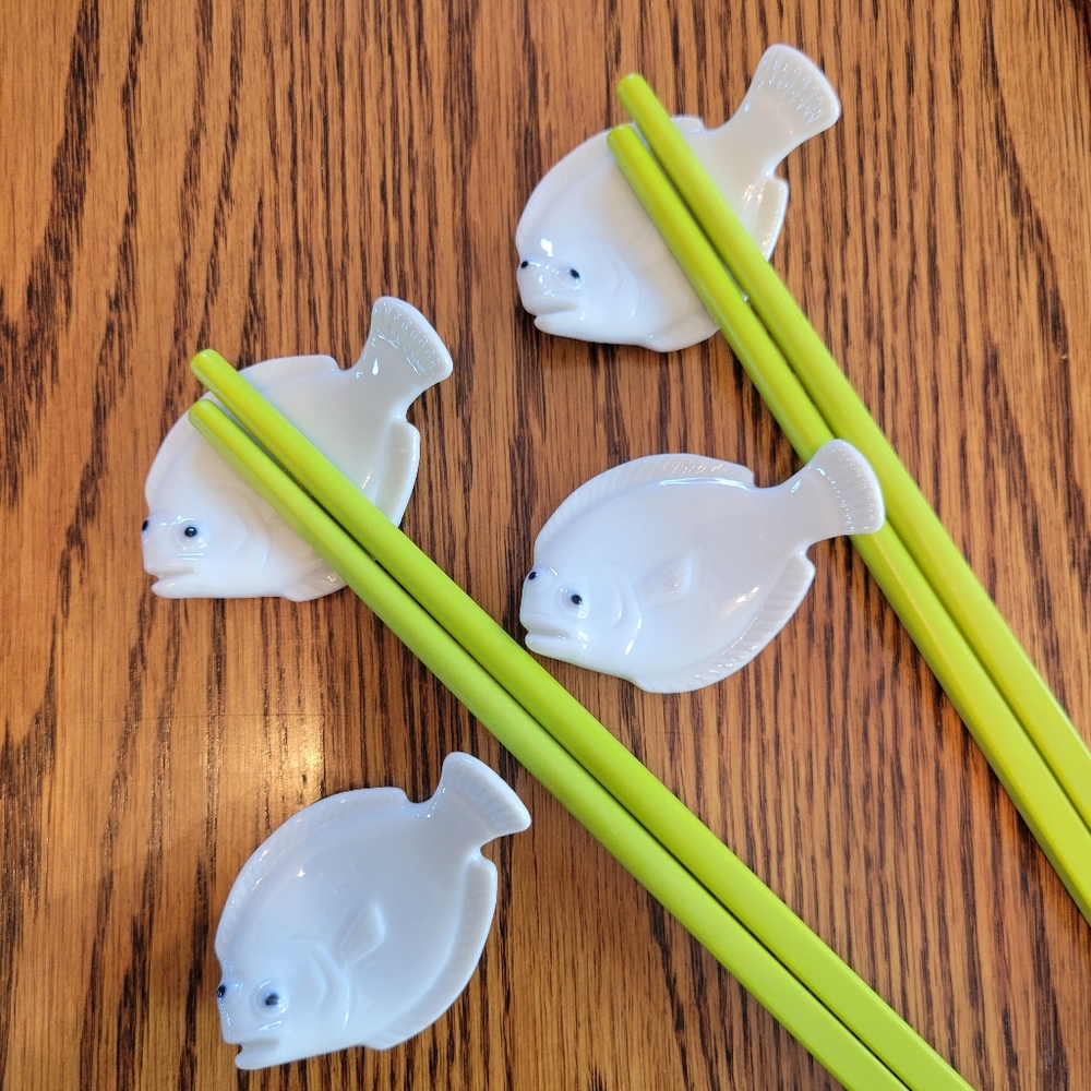 Joyce Chen Chopstick Rests ~ Porcelain ~ Fish ~ Versatile ~ Knife or Spoon Rest